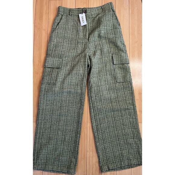 NWT Cider, Green, Cargo Pockets, Wide Leg Pants, Flat Front Pockets, Size Lrg - Picture 9 of 10